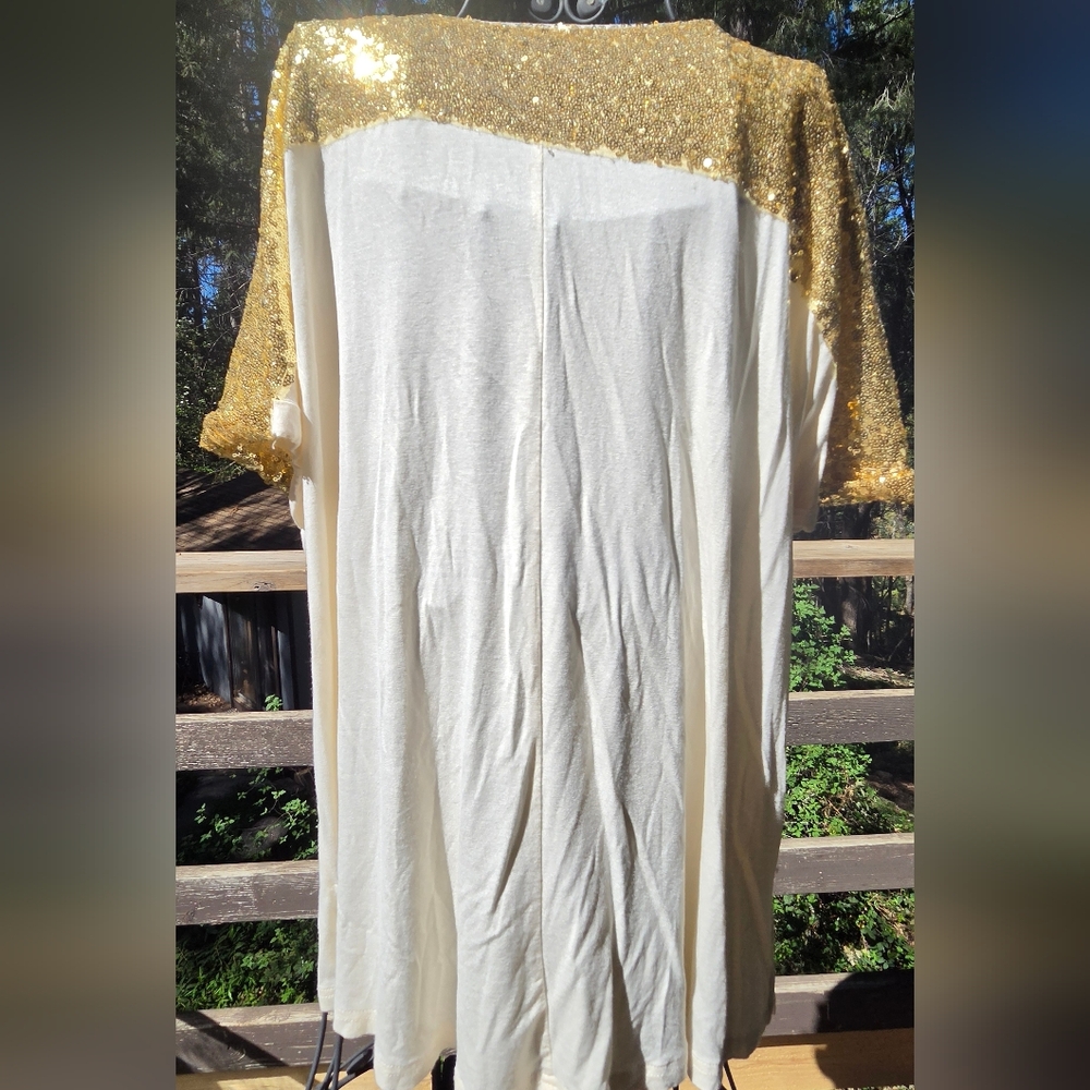 Rich Coco Gold Sequin Sleeve & Pocket Short Sleeve Tee SzXXL NWOT - Picture 5 of 8